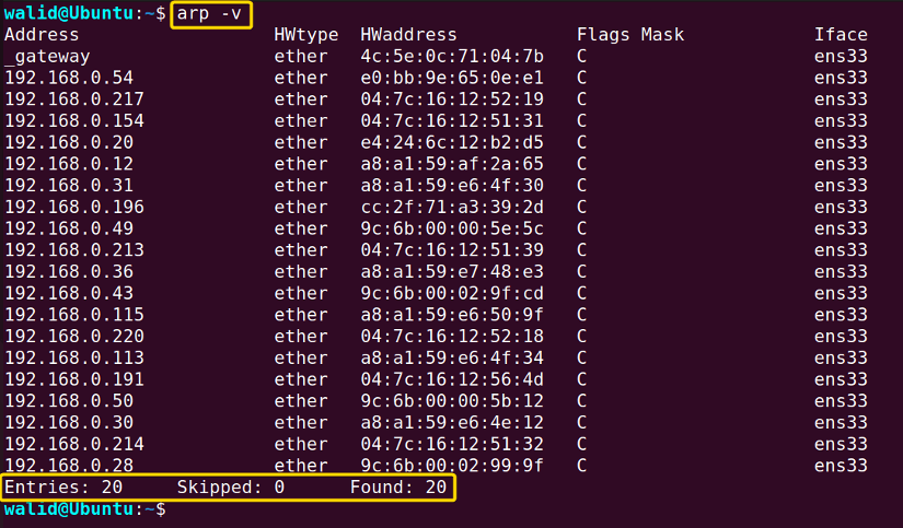 Enabling verbose mode in the arp command in Linux
