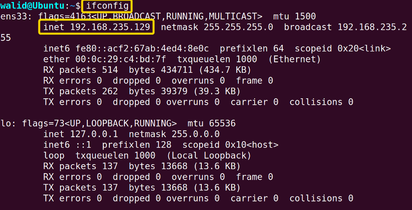 Printing the IP address of the FTP server