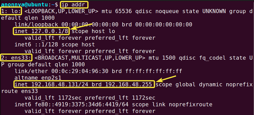 Displaying All IP Addresses Available on the System.
