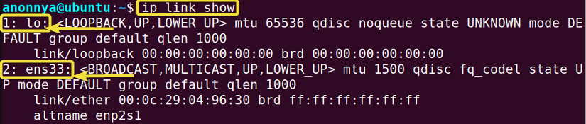 Displaying All Network Interfaces Available on the System.