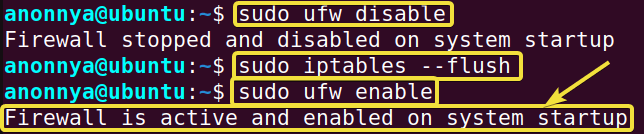 Re-activating Firewall using iptables command in linux. 