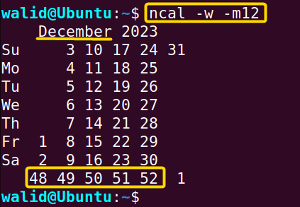 Calendar with week numbers