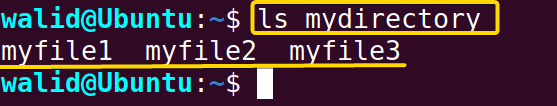 Printing all the files in the mydirectory