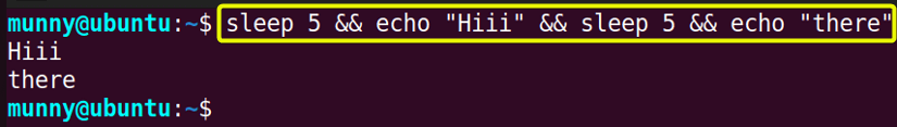 Delay between the execution of two commands.