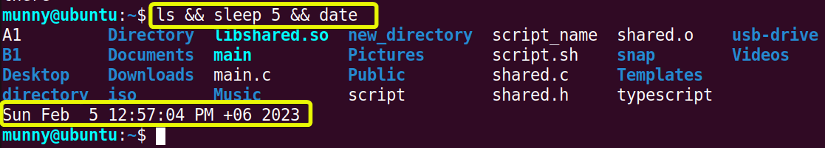 Delay between the execution of two commands.