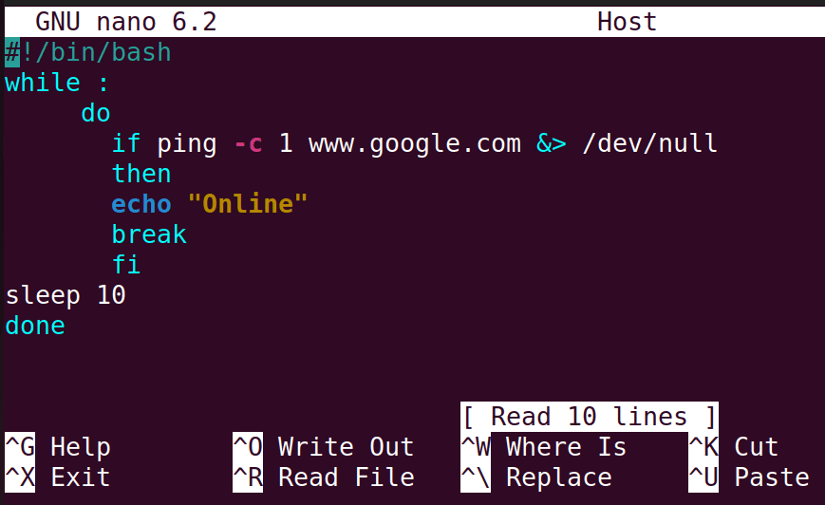 write the sleep command as bashscript in nano editor.