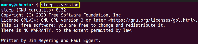 Check the version of the sleep command.