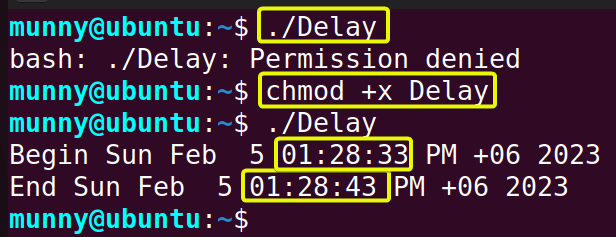 execute the sleep command in bashscript.
