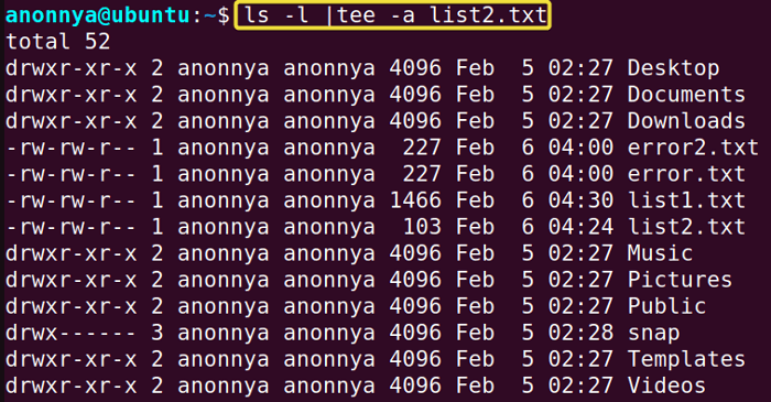 Appending Command Output to Existing File Using the tee Command in Linux.
