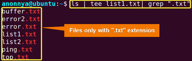 Sending the tee Command Output to Another Command.