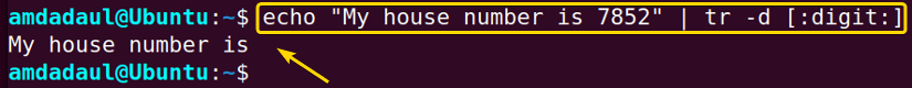 Showing that I have removed all digits from a string.