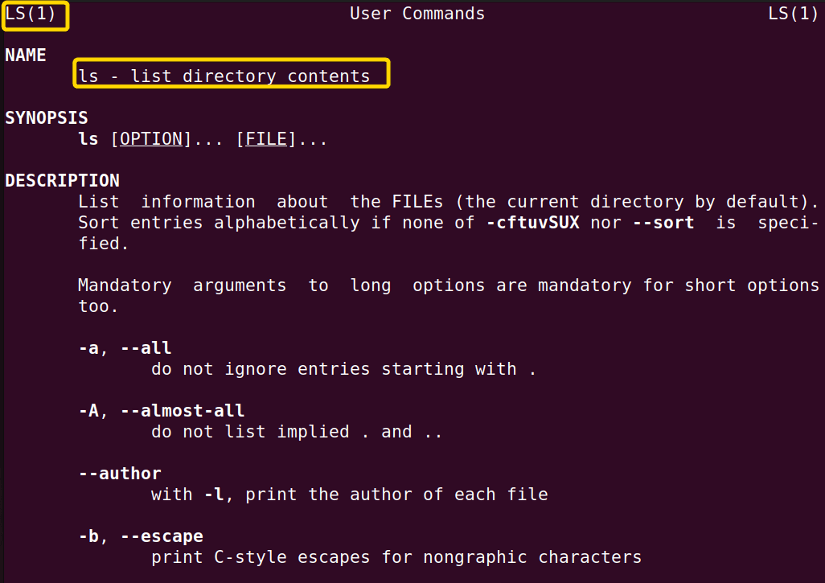 Viewing Man Page of a Specific Command.
