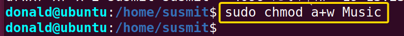 Using the chmod command on the Music directory.