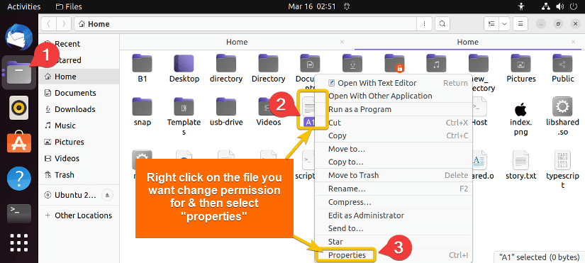 View file properties using GUI