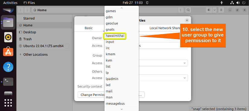 Add new user group as the drive access group.