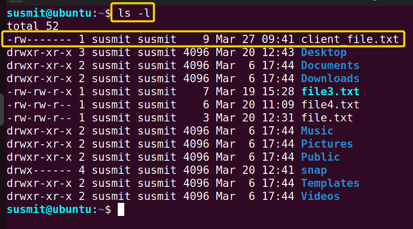 The client_file.txt on the server computer.
