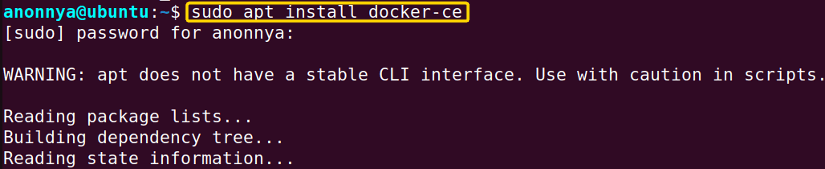 Installing docker in system.