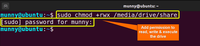 Add read, write & execute permission to the group.