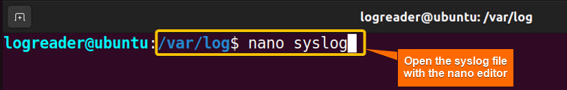 Open log file in nano editor.