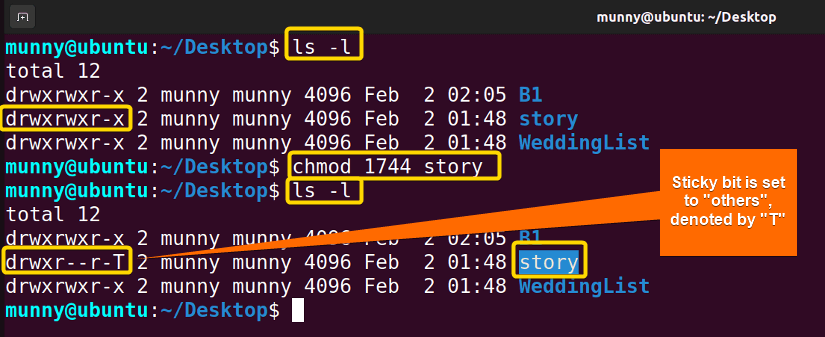 Add sticky bit to "others" permission group.