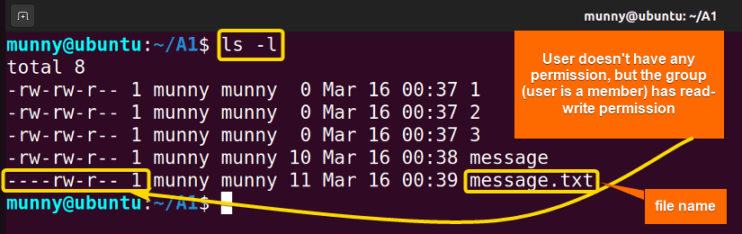 Linux file permission priority.