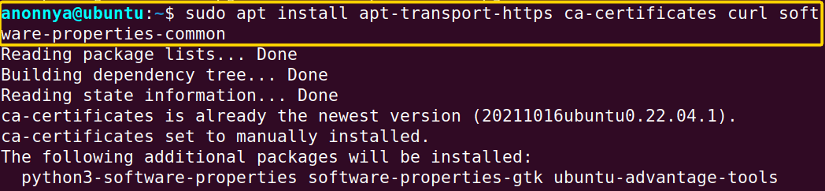 Installing the prerequisite packages.
