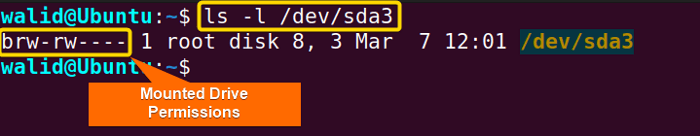 Showing permissions of a mounted drive for "change permissions on mounted drive in Linux"