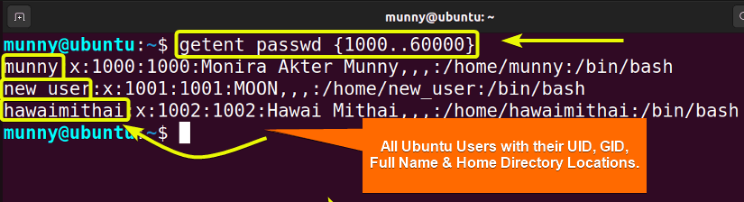View all available system users in ubuntu.