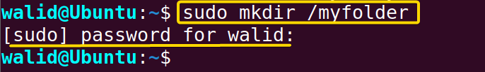 Creating a directory named "myfolder"