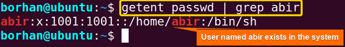 Check if the user is created without home directory in Ubuntu