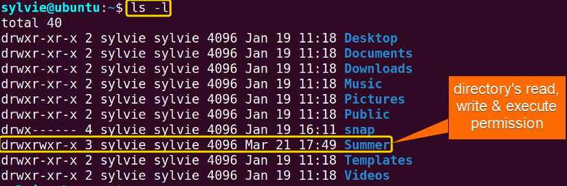 view directory's permission