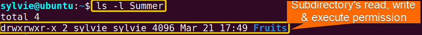 view subfolder permission in Linux