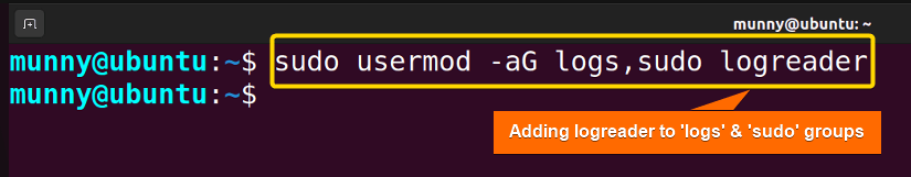 Add user to the logs & sudo groups to create a user in ubuntu as read only access to log folder.
