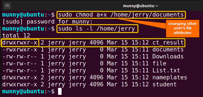 Change file permissions of other user's.