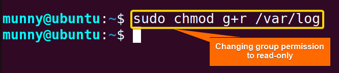 Set permissions for the log folder.