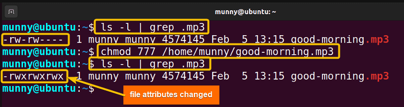 Absolute mode of chmode command.
