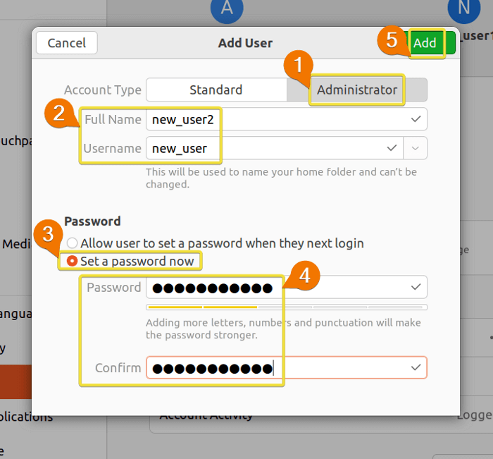 Creating new user with sudo permissions.