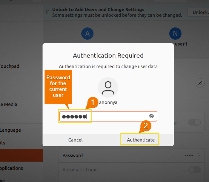 Authenticating current user account.