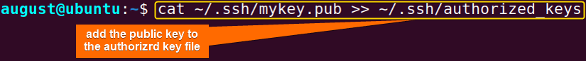 append the public key to the authorized_keys file