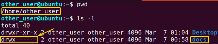 Current Permissions of a folder owned by another user.