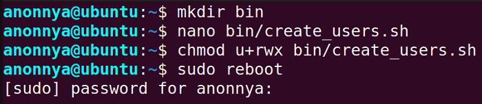 Preparing bash script for creating multiple users.