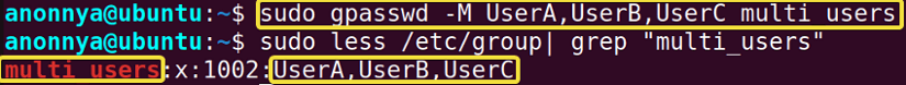 Adding multiple users to a group in linux.
