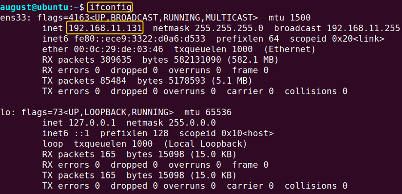find the ip address of the remote server