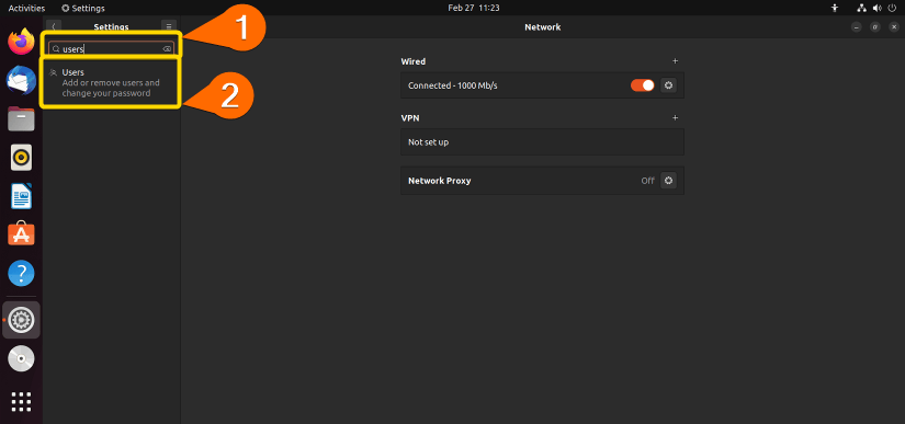 Searching for users settings.
