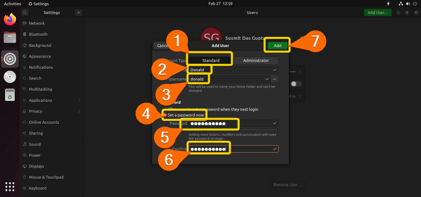 Fill up the necessary information like full name, username, password to create root user from GUI.