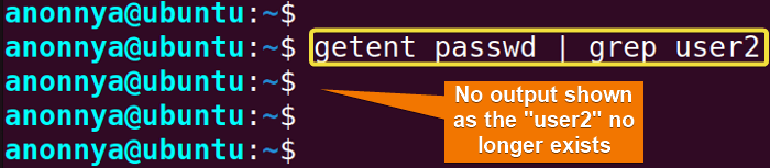 Verifying if the user is successfully deleted.