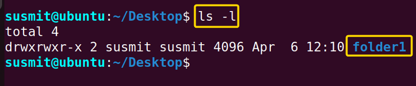 The folder1 folder has been successfully undeleted in Ubuntu.