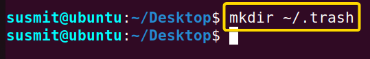 Creating the .trash directory.