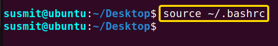 Communicating the change of the .bashrc file with the user.