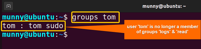 User has been removed from the group.